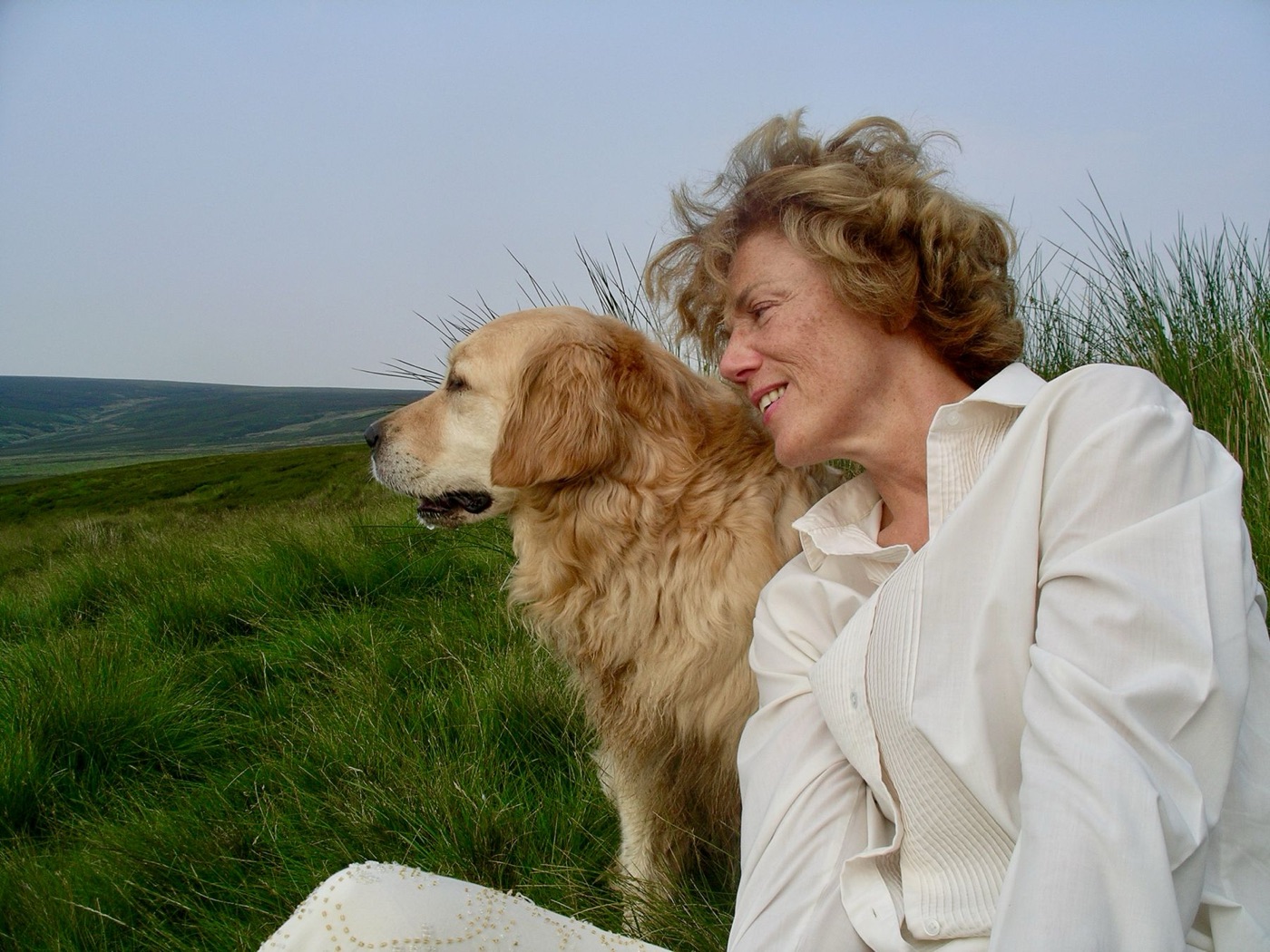 Margaret Bruce with her dog in the Pennines