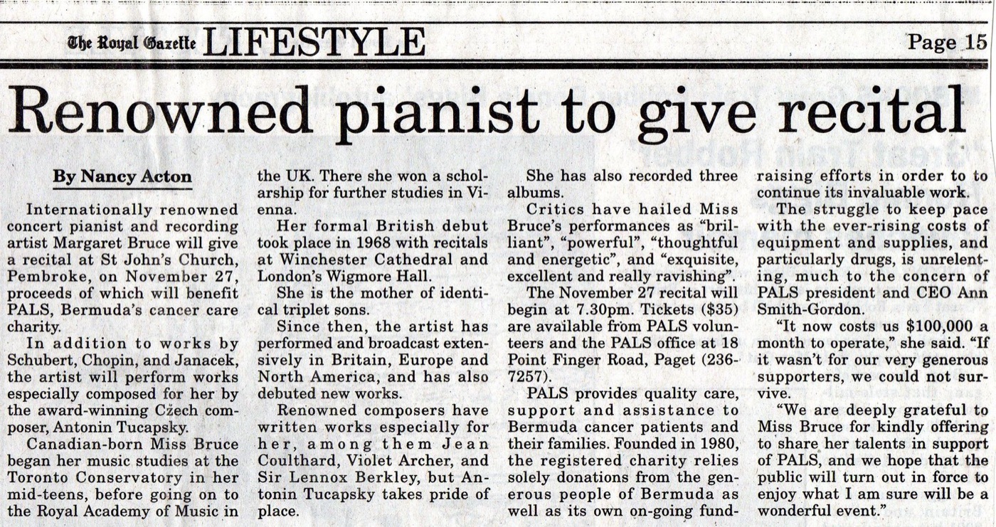 The Royal Gazette, Bermuda: Renowned pianist to give recital